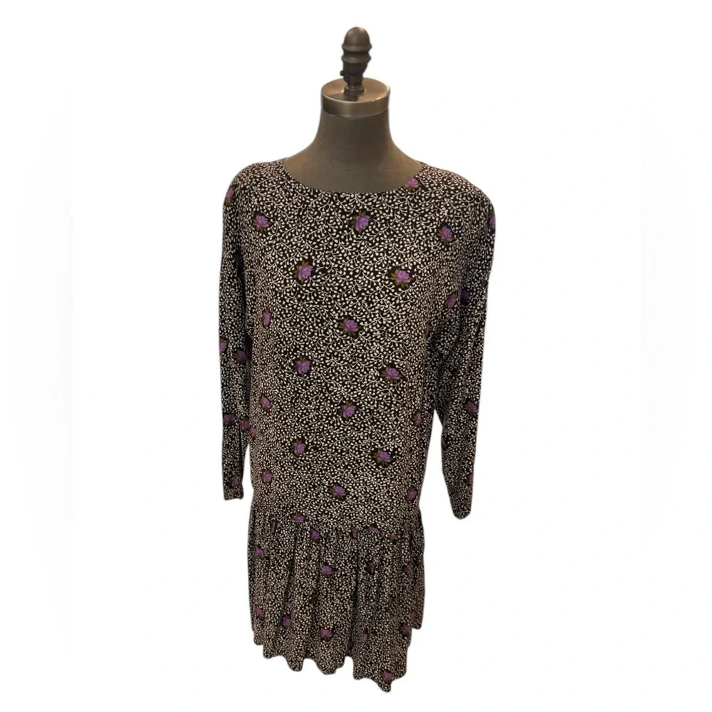 Compagnie Internationale Express Floral Drop Waist Dress Rayon Small - Picture 2 of 11